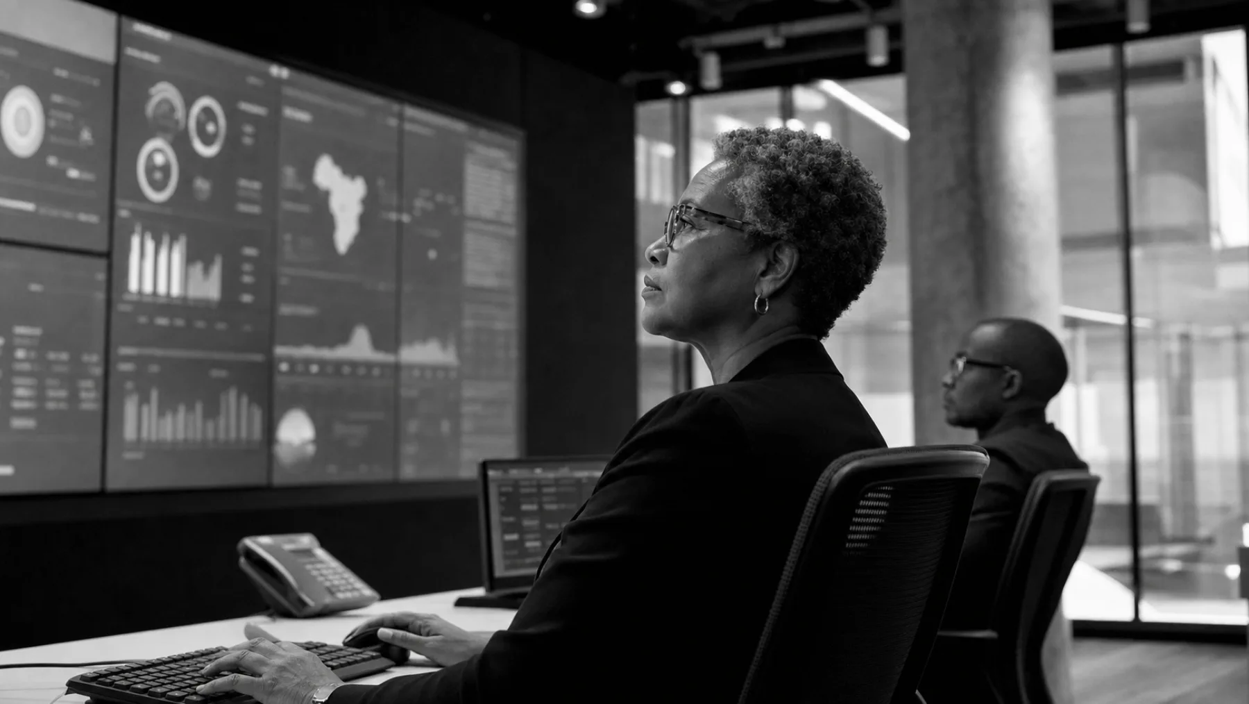 Technology operations professionals monitoring a digital service