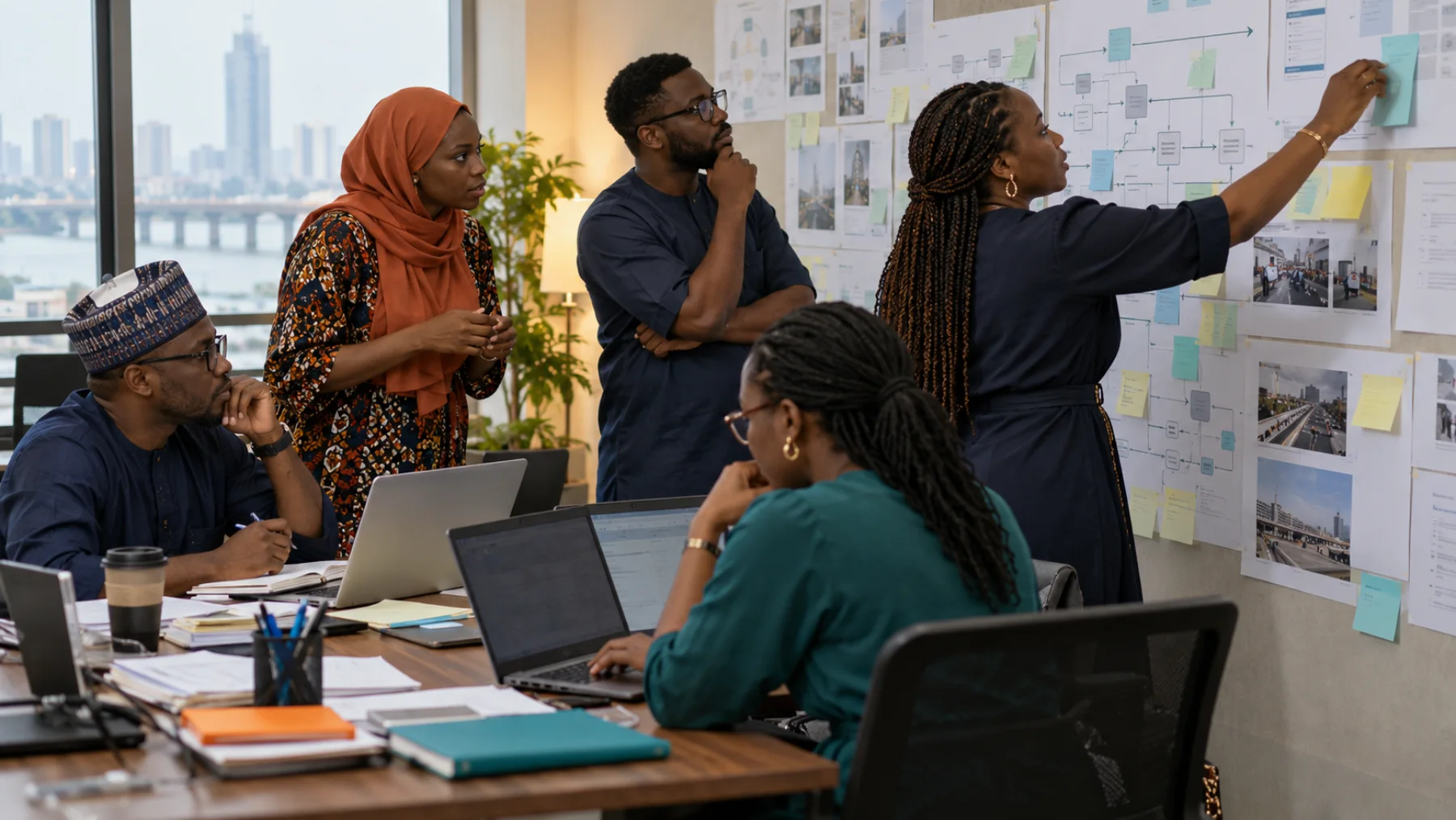 Nigerian programme and technology professionals mapping a complex service workflow